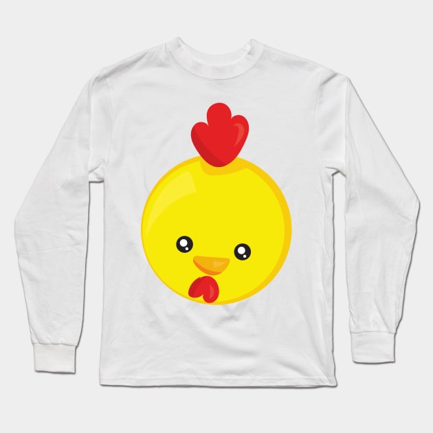 Cute Chicken, Baby Chicken, Chick, Rooster Long Sleeve T-Shirt by Jelena Dunčević